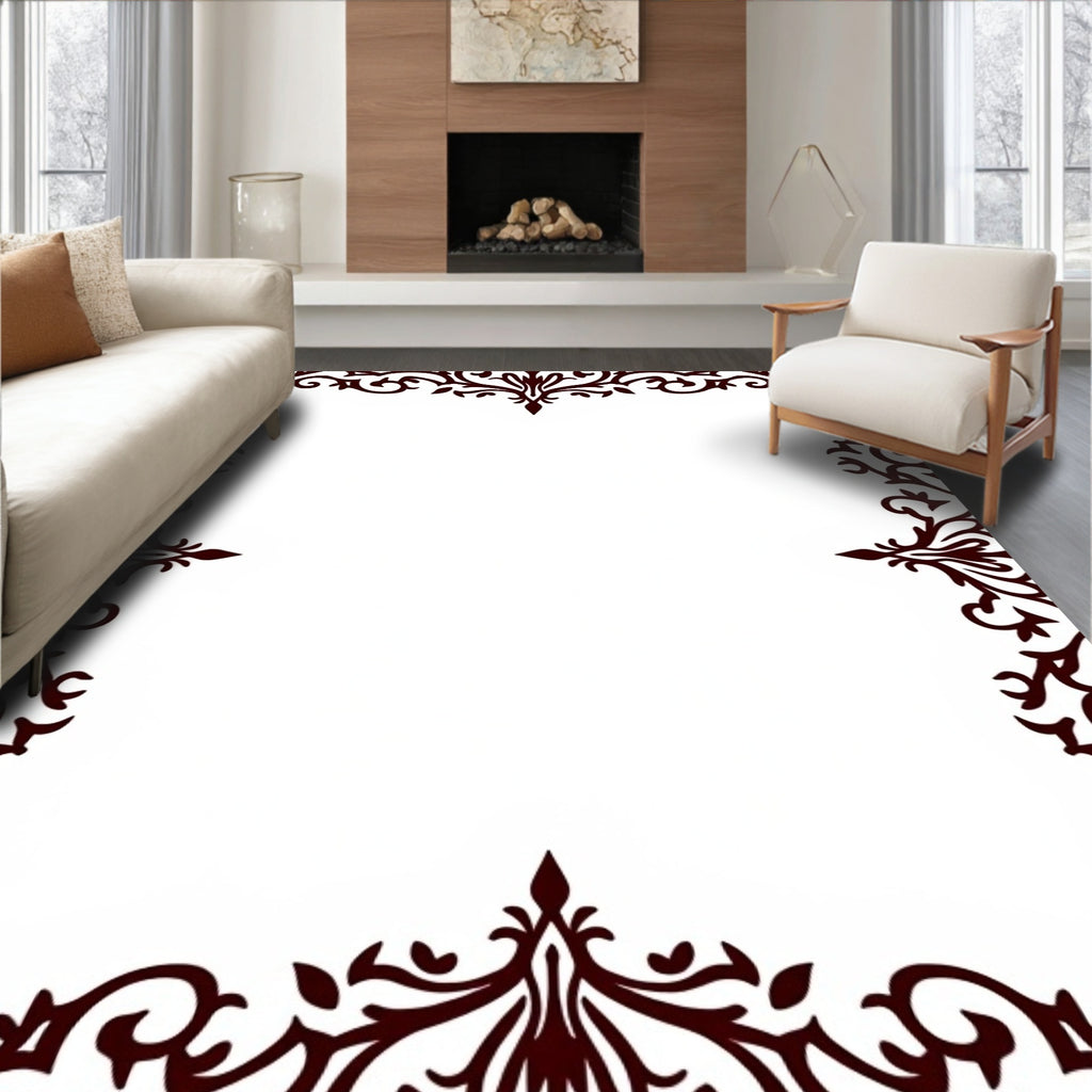 Elegant Dark Brown Swirl Pattern Rug