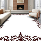 Elegant Dark Brown Swirl Pattern Rug