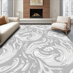Abstract Swirl Gray White Pattern Rug