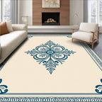Ornate Blue Floral Timeless Design Rug