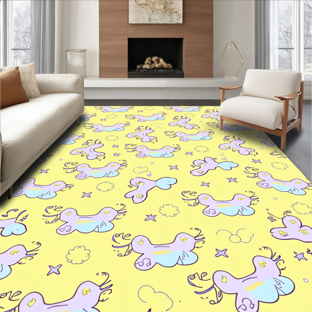 Whimsical Unicorns Stars Pattern Rug