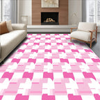 Pink geometric block pattern Rug