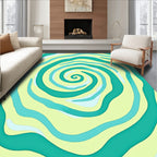 Abstract Teal Yellow Swirl Pattern Rug