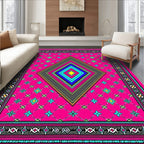 Vibrant Geometric Diamond Medallion Design Rug