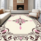 Ornate Floral Brown Pink Classic Rug