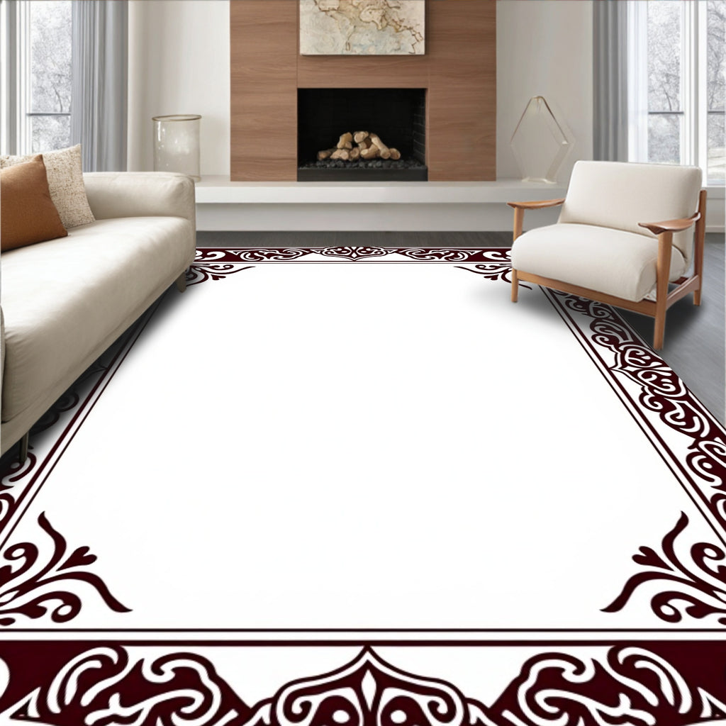 Classic Ornate Dark Red Pattern Rug