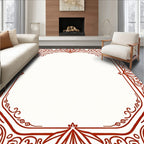 Ornate Red Floral Border Design Rug