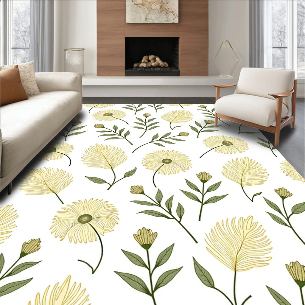 Delicate Floral Botanical Artistry Design Rug