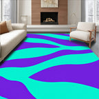 Bold Teal Purple Wavy Stripes Rug
