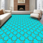 Aqua Gold Interlocking Geometric Rug