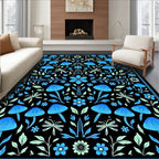 Mushroom And Flower Symmetrical Pattern Rug