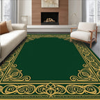 Ornate Gold Green Filigree Border Rug