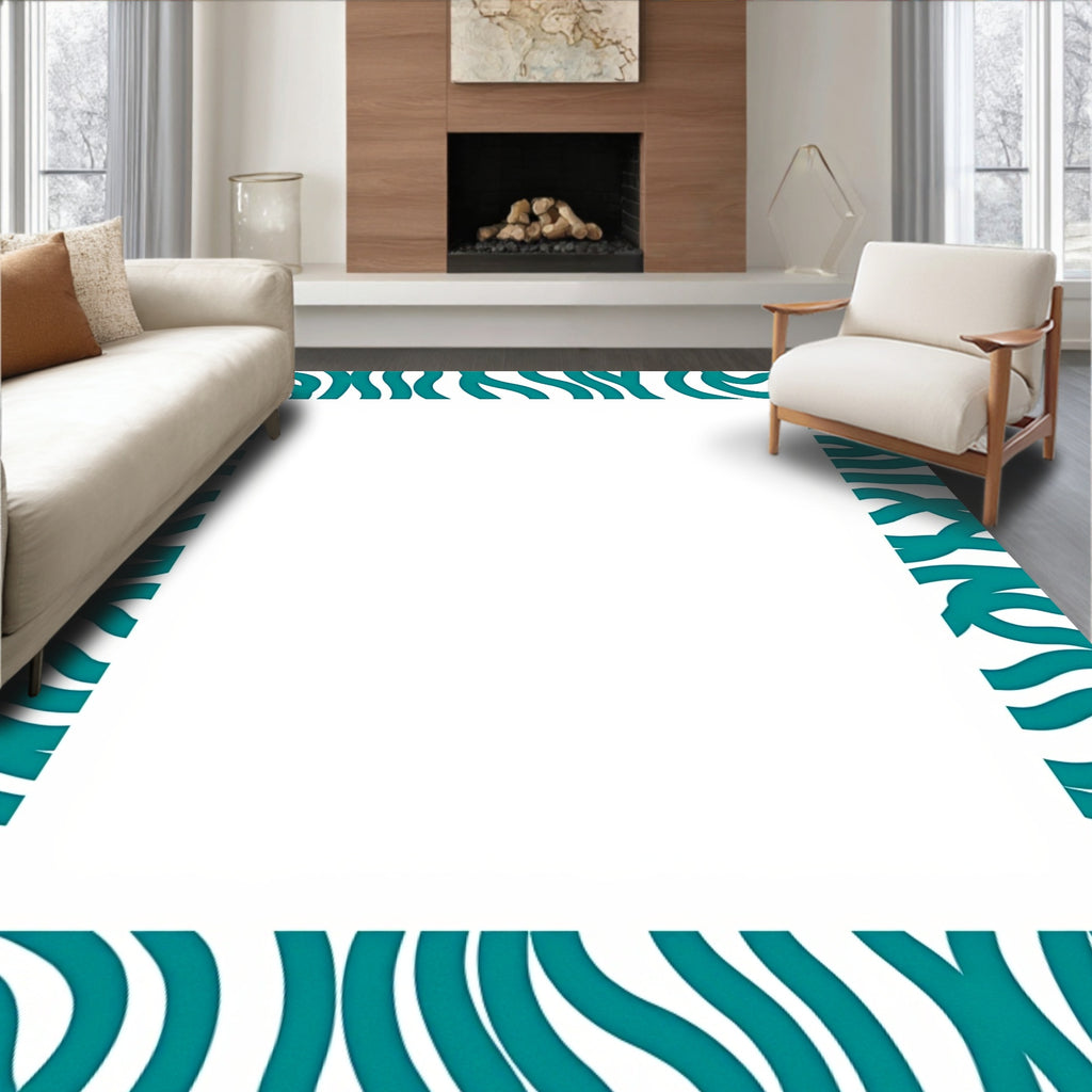 Teal Wave Modern Pattern Rug