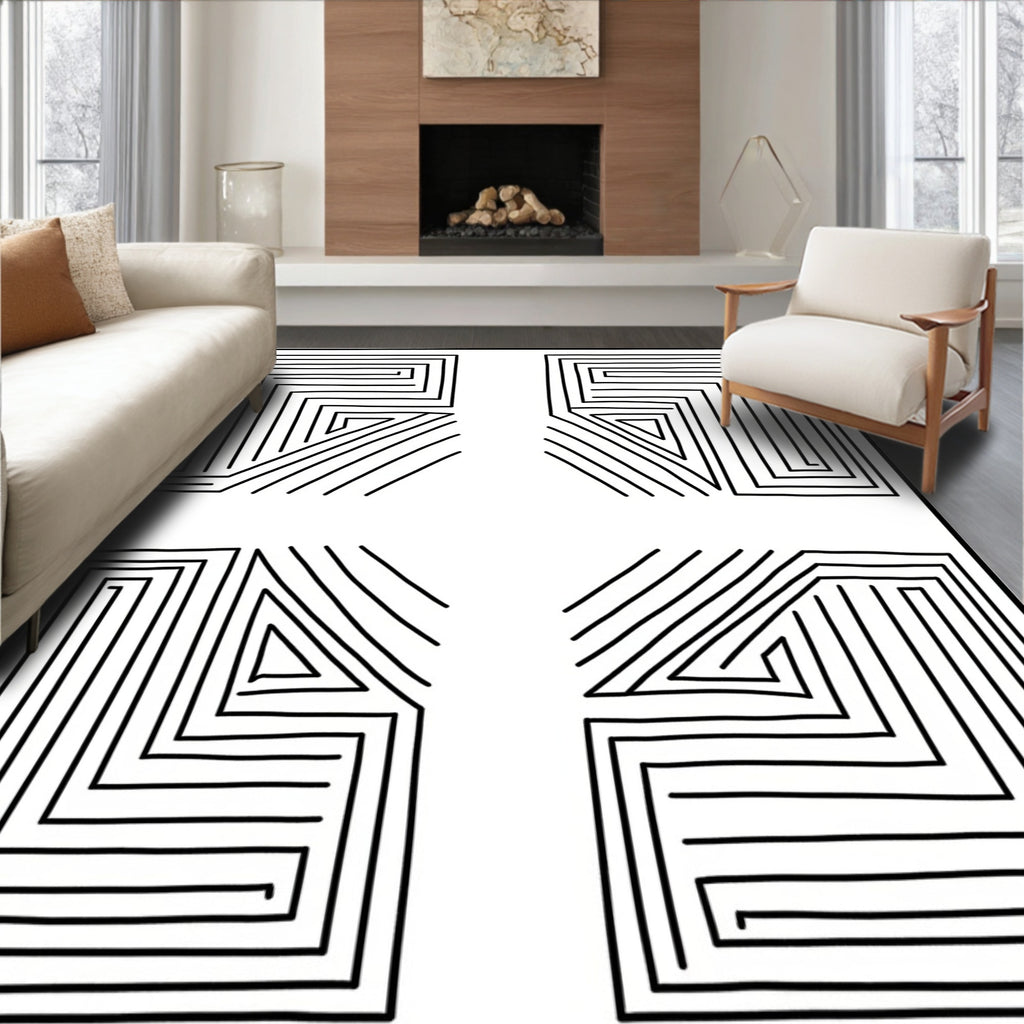 Abstract Linear Maze Design Rug