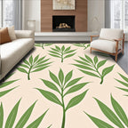Green Leaf Patterned Soft Rug