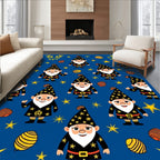 Whimsical Gnome Stars Blue Rug