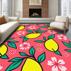 Bright Yellow Fruit Floral Pattern Rug