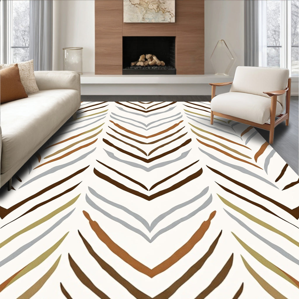 Textured Earthy Chevron Pattern Design Rug