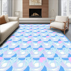 Pastel Blue Pink Abstract Swirl Pattern Rug