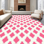 Pink Geometric Cluster Pattern Design Rug