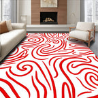 Bold Red Swirl Pattern Rug