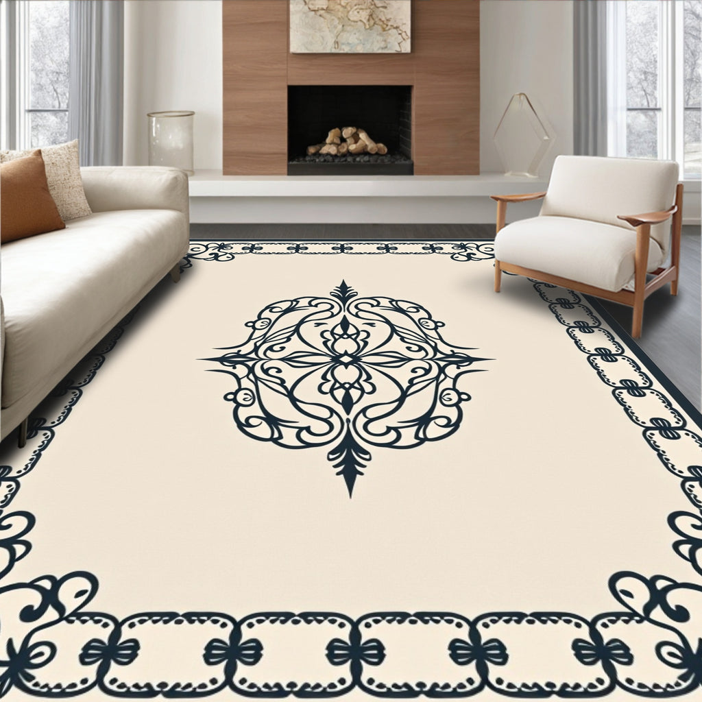 Classic Scrollwork Chain Border Design Rug