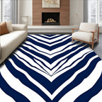 Navy And White Animal Stripe Rug