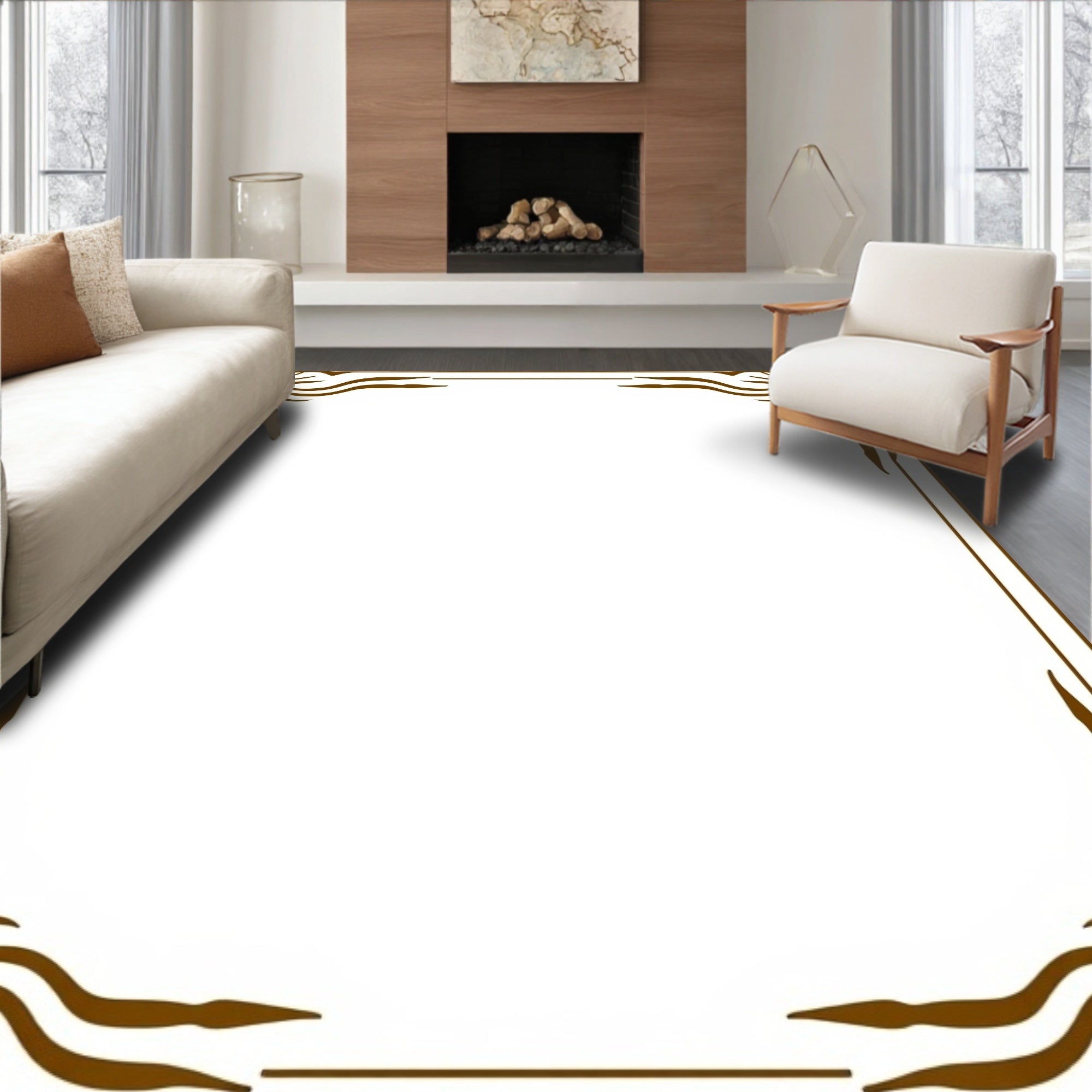 Art Nouveau Floral Border Design Rug