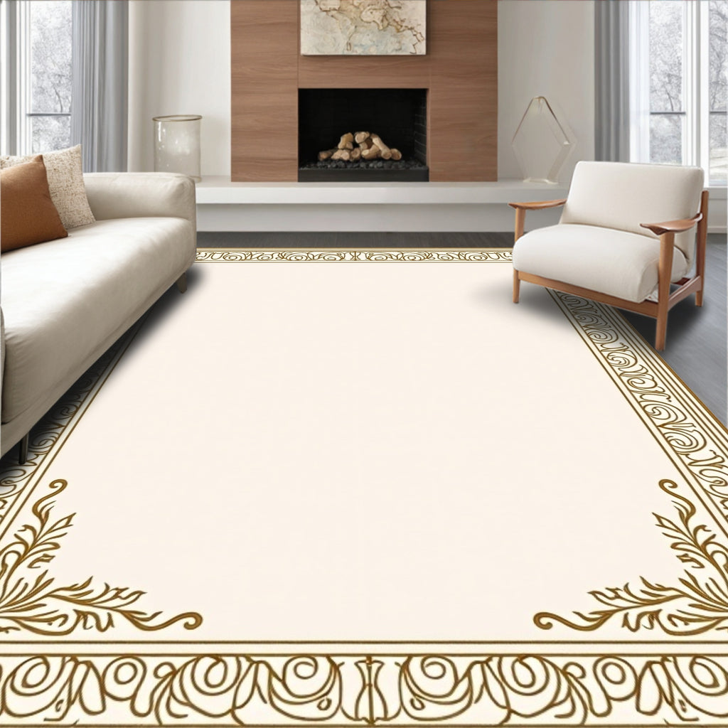 Ornate Scroll Leaf Border Rug