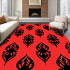 Bold Black Stylized Floral Pattern Rug
