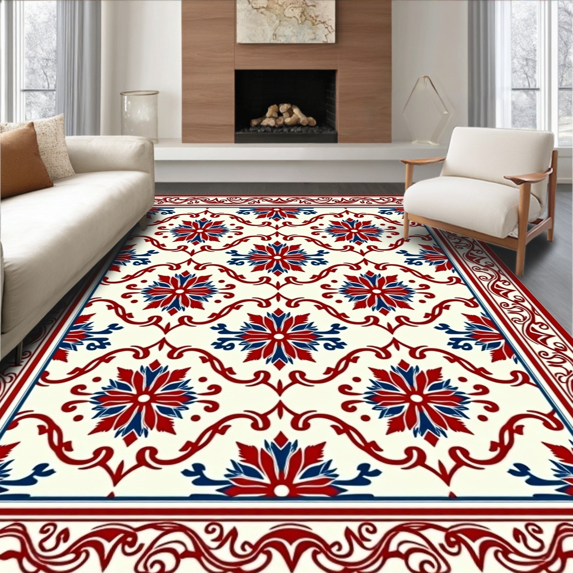 Classic Floral Medallion Lattice Rug