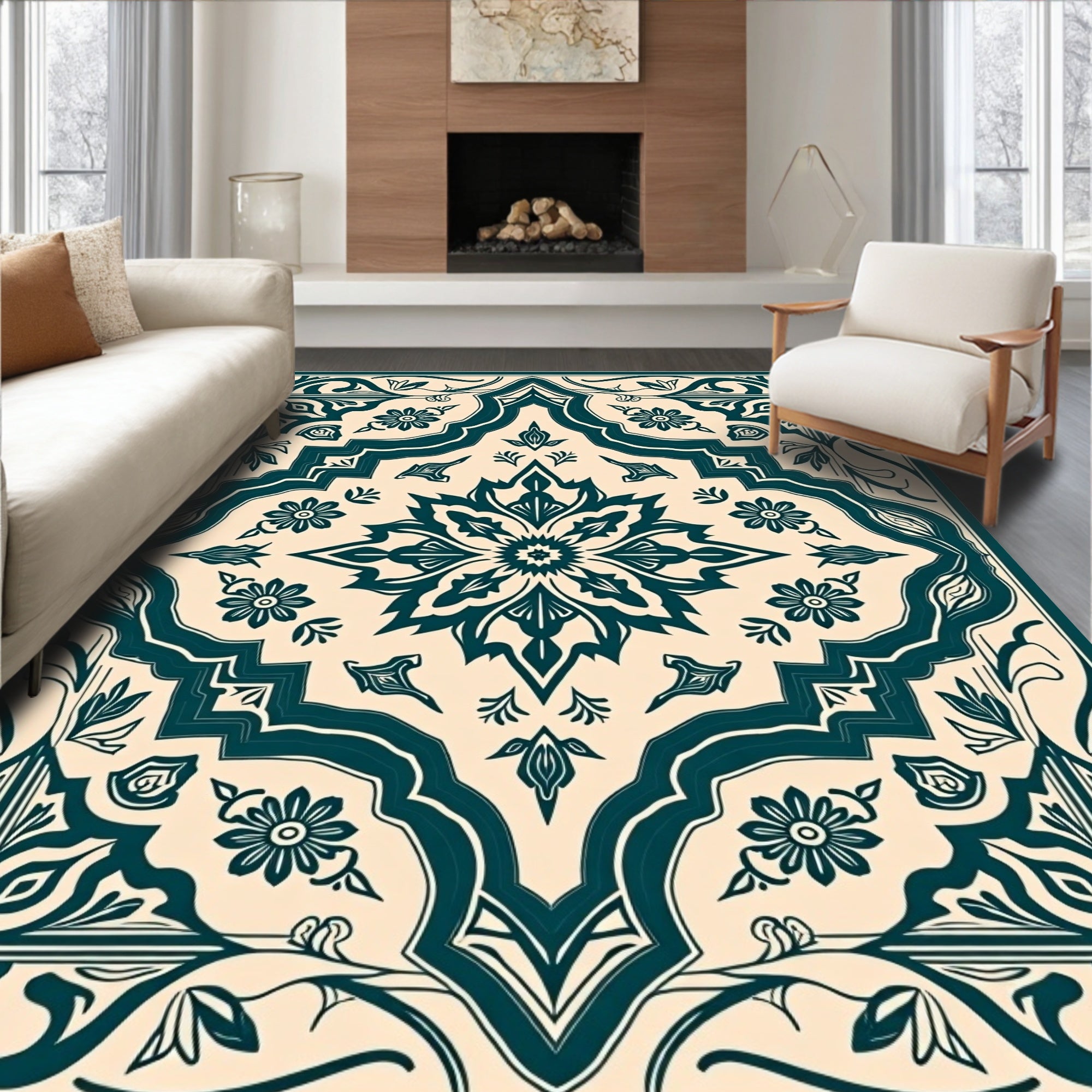Classic Floral Medallion Pattern Rug
