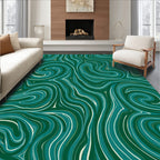 Emerald Green Swirl Art Pattern Rug
