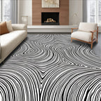 Black White Abstract Flow Design Rug