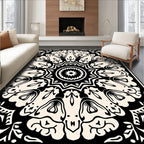 Mono Floral Mandala Pattern Rug