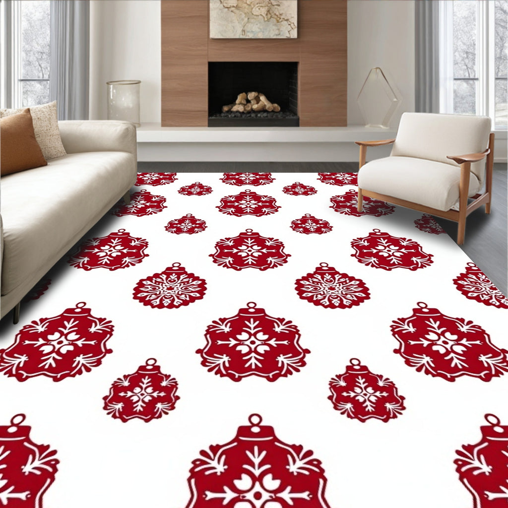 Crimson Snowflake Ornament Repeat Rug