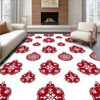Crimson Snowflake Ornament Repeat Rug