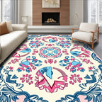 Pink Blue Floral Medallion Garden Elements Rug