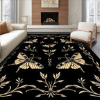 Golden Butterflies and Floral Vines Design Rug