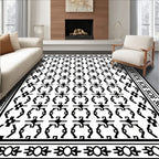 Bold Black And White Geometric Pattern Rug