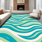 Aqua Green Wave Pattern Print Rug