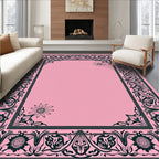 Ornate Floral Scrollwork Decorative Frame Rug