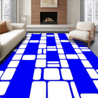 Abstract Blue White Rounded Rectangle Pattern Rug