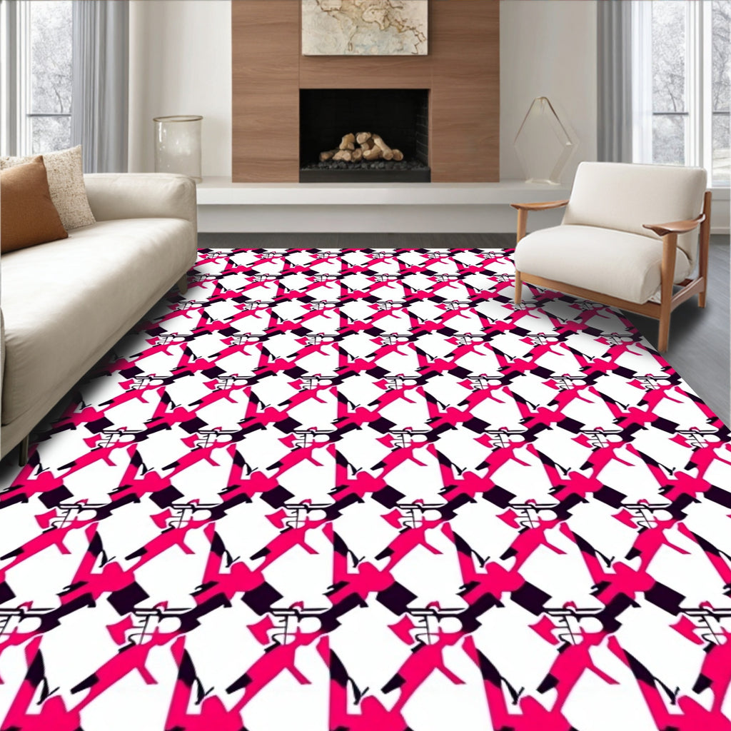 Hot Pink Bold Graphic Pattern Rug