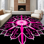 Vibrant Pink Starburst Mandala Design Rug