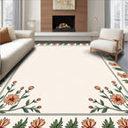 Floral Border Botanical Nature Print Rug
