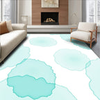 Abstract Aqua Ink Blob Pattern Rug