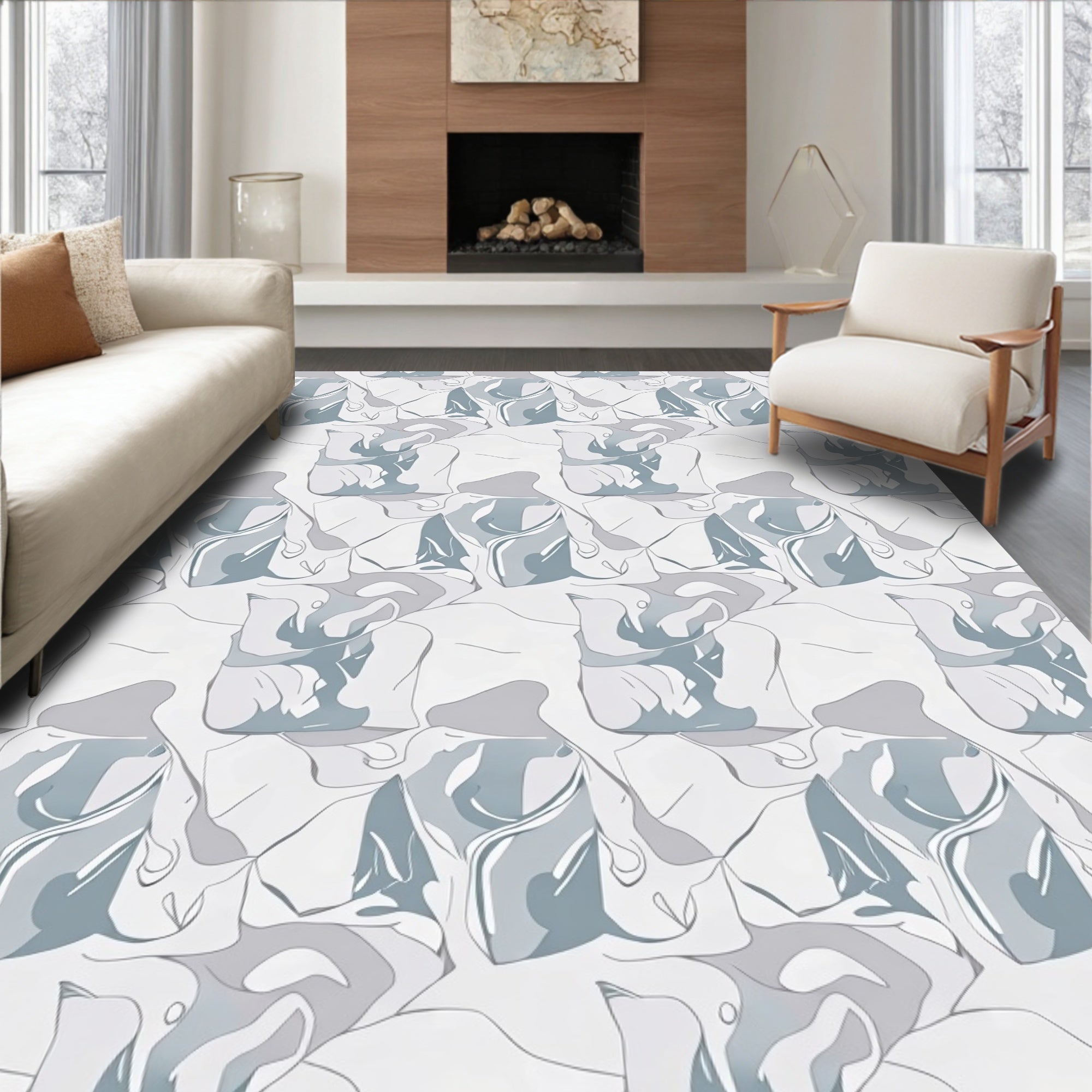Arctic Abstract Organic Flow Rug
