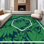 Lush Green Leafy Botanical Textile Rug
