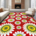 Bold Floral Pattern With Yellow Centers Rug